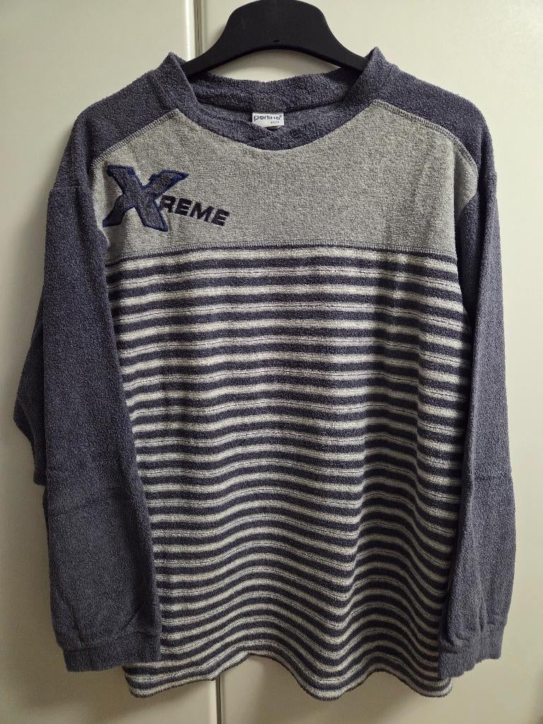 Winterpyjama jeansblauw gestreept met lange broek, Perlina S, Ophalen of Verzenden, Gedragen