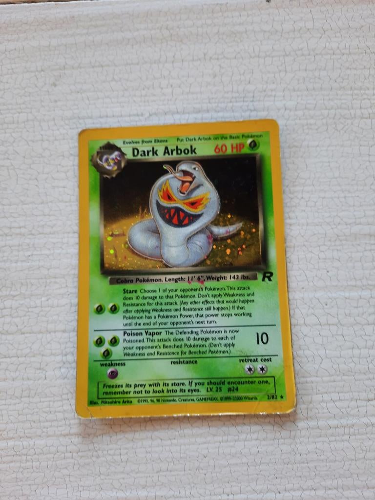 Dark Arbok holo Pokémonkaart uit Team Rocket-set. , Ophalen