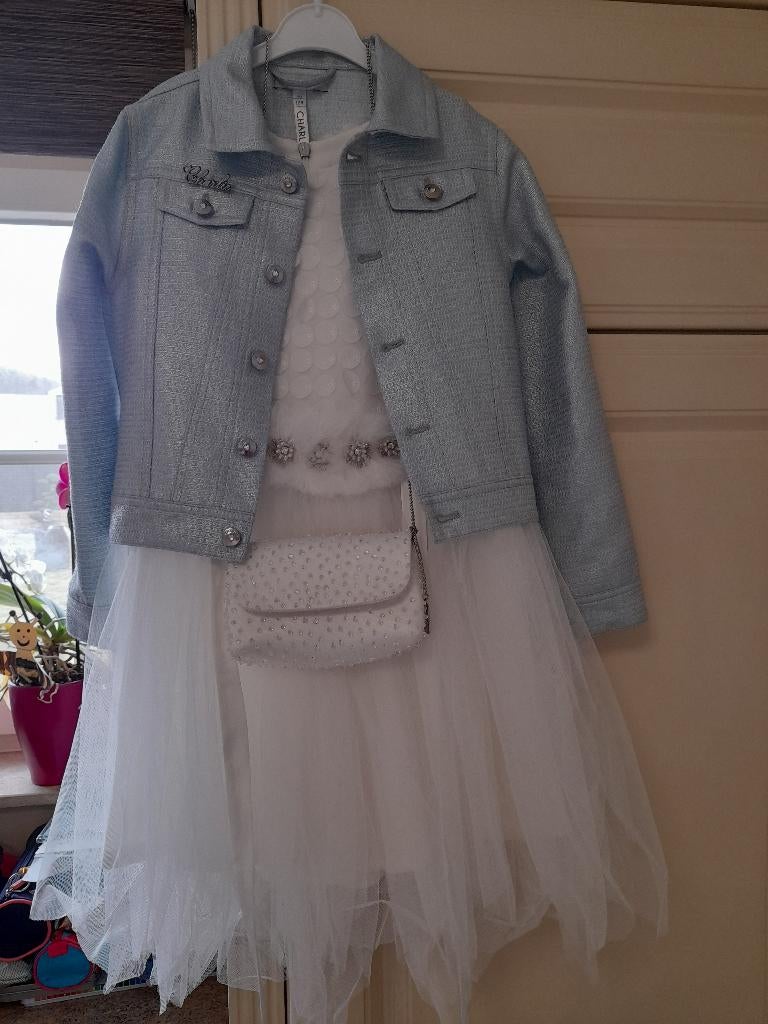 Communie kleedje met jasje en tasje Charlie 128, Kinderen en Baby's, Kinderkleding | Maat 128, Zo goed als nieuw, Meisje, Setje