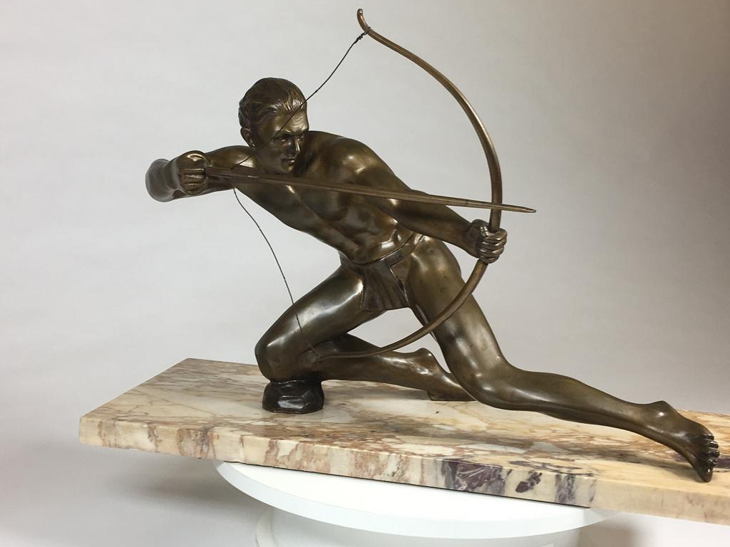 Bronzen boogschutter 70 breedx30 diepx41 hoog tot hoofd, Antiek en Kunst, Ophalen, Brons