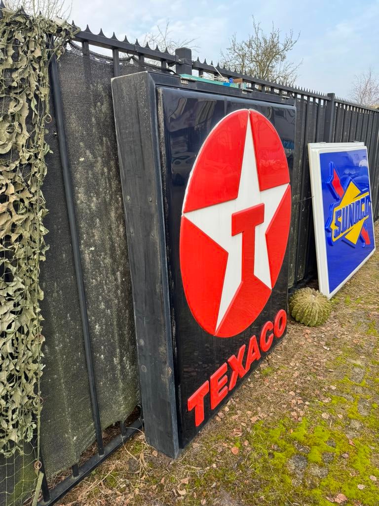 TEXACO benzinestation reclame lichtbak, Verzamelen, Ophalen, Gebruikt, Lichtbak of (neon) lamp