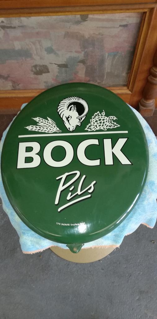 Emaille reclamebord BOCK PILS, Verzamelen, Ophalen, Reclamebord
