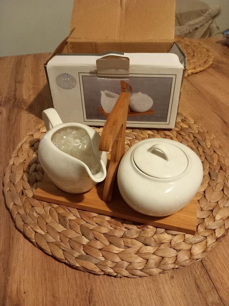 Melk- en suikerset, Enlèvement, Neuf, Poterie, Uni