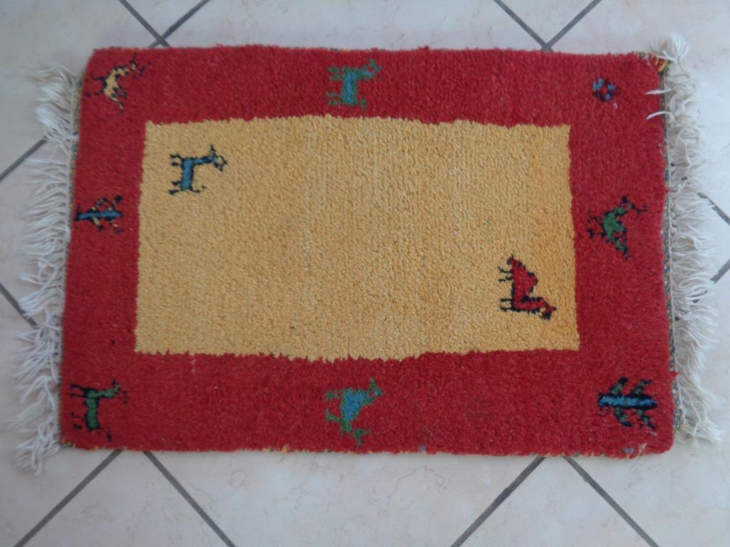 Petit tapis. Marque Gabbeh Persan. 65 X 43 cm., Maison & Meubles, Ameublement | Tapis & Moquettes, Utilisé, Enlèvement ou Envoi