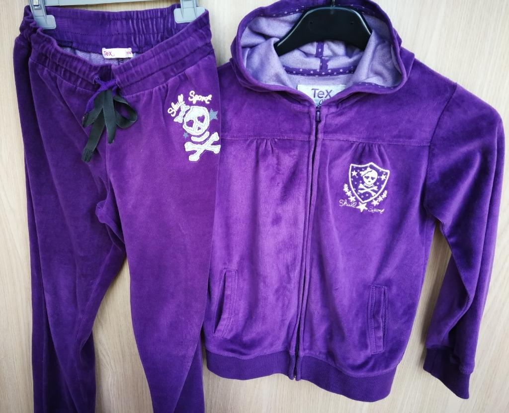 Paarse gladfluwelen jogging - Tex - maat 134-140, Tex, Meisje, Ophalen of Verzenden, Zo goed als nieuw