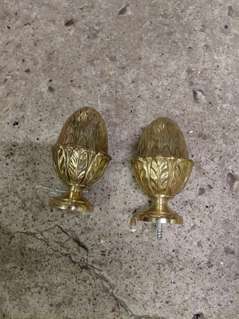 2 x boules en cuivre, feuille de chêne, Enlèvement