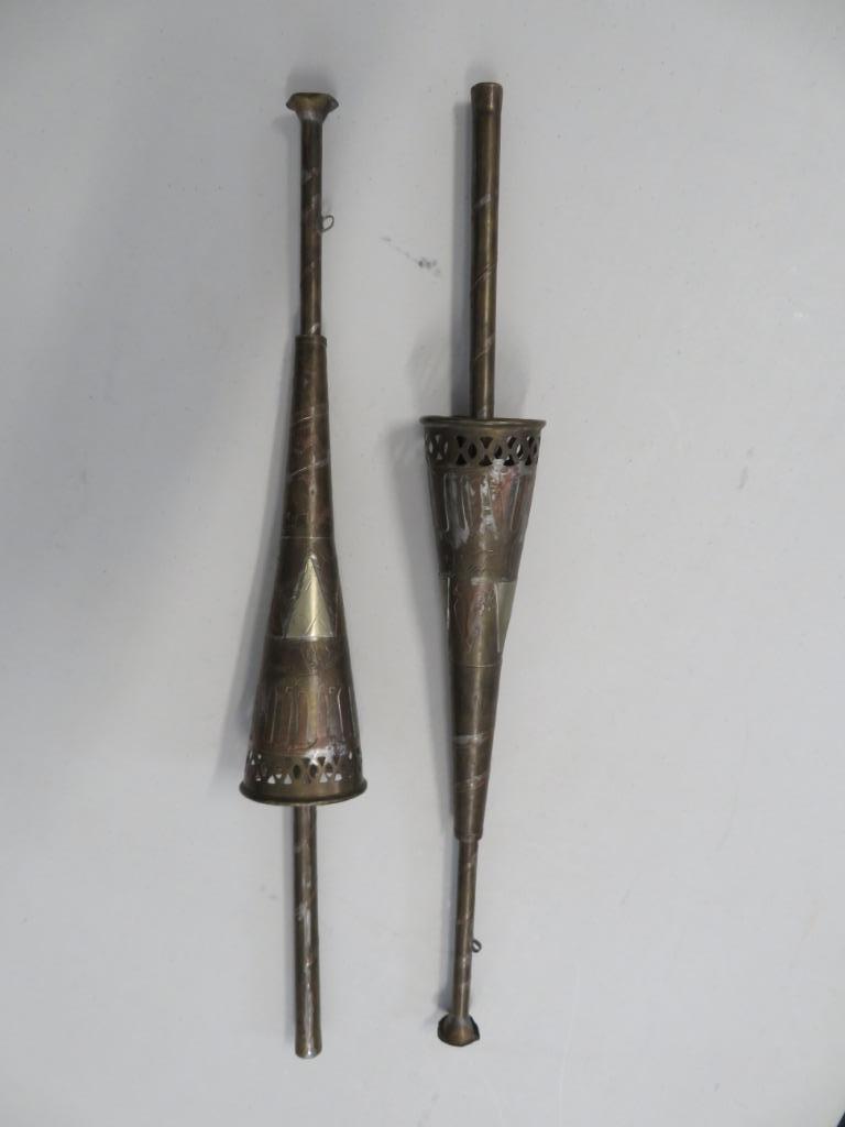 2 Nafir Marokaanse trompetten, lengte 75 cm, Antiek en Kunst, Curiosa en Brocante, Ophalen