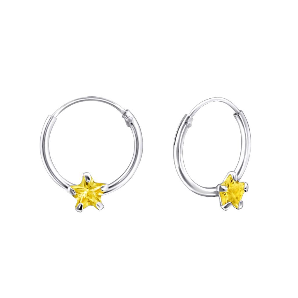 Zilveren kinderoorbellen met stervormige zirkonia, Handtassen en Accessoires, Kindersieraden, Nieuw, Oorbellen, Zilver, Ophalen of Verzenden