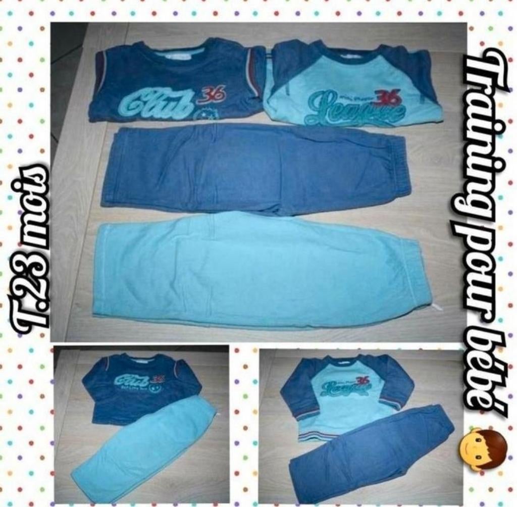 Training pour bébé garçon -lot de 2-bleu-T.23 mois, Ophalen of Verzenden, Gebruikt, Jongen