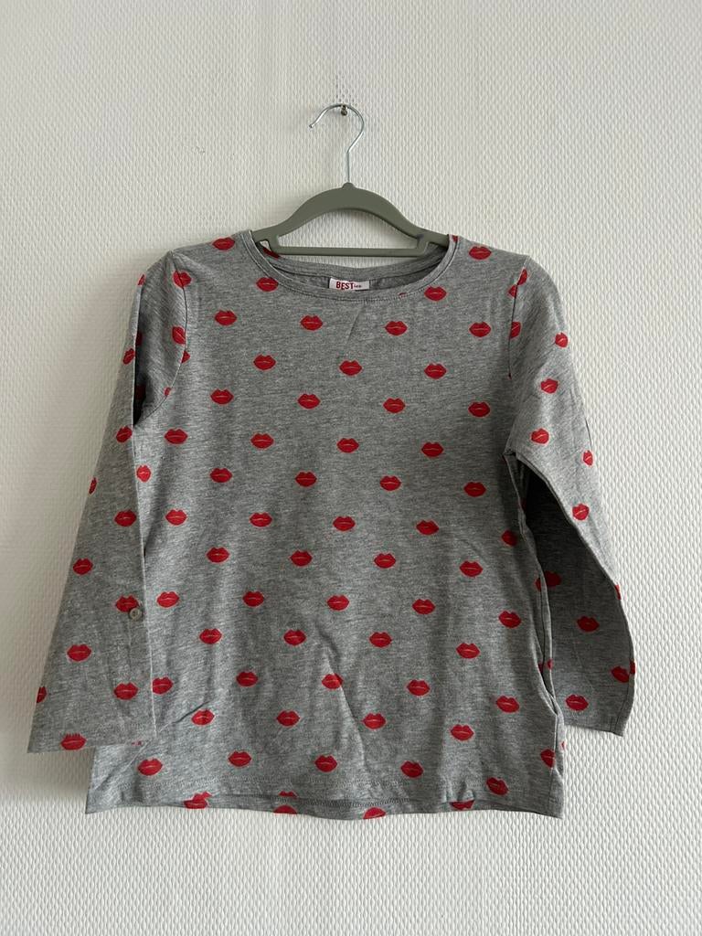 Grijze t-shirt met kusjes 3/4 mouwen JBC maat 164, Kinderen en Baby's, Kinderkleding | Maat 164, Meisje, JBC, Ophalen of Verzenden