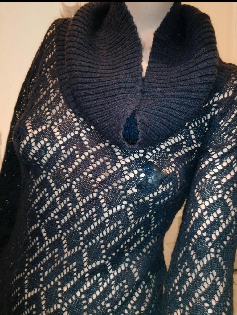 Pull en laine bleu marine à grand col, Enlèvement ou Envoi, Didi, Comme neuf, Taille 34 (XS) ou plus petite