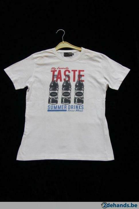 Wit jongens t-shirt 'Terre bleu', Maat: Medium (ong 13j), Terre bleu, Gebruikt, Ophalen of Verzenden, Shirt of Longsleeve