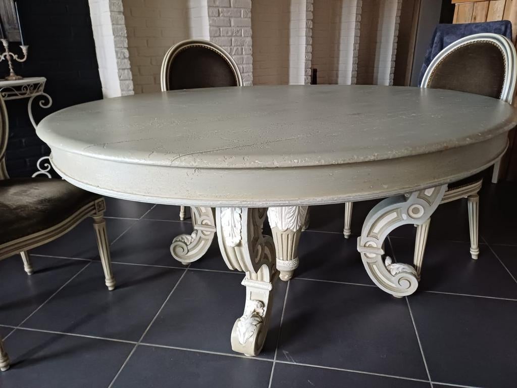 Prachtige kasteeltafel met bijhorende stoelen, Huis en Inrichting, Ophalen of Verzenden