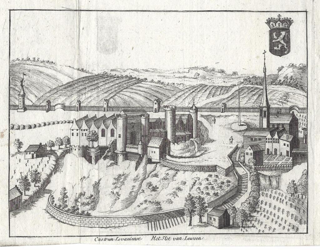 1786 - de burcht van Leuven, Antiek en Kunst, Kunst | Etsen en Gravures, Verzenden