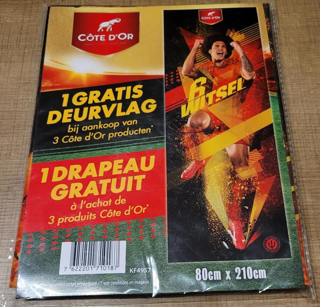 Axel Witsel: grote deurvlag, 80 cm x 210 cm (Côte d'Or), Enlèvement ou Envoi, Neuf, Autres types