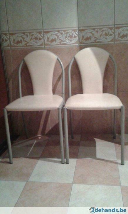 Vintage stoelen, Huis en Inrichting, Stoelen, Ophalen, Gebruikt, Twee, Wit