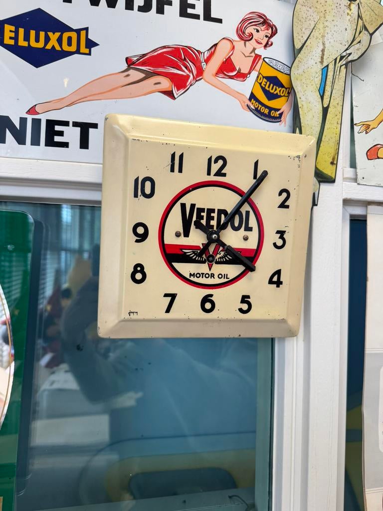 VEEDOL oude reclame klok, Verzamelen, Ophalen of Verzenden, Gebruikt, Reclamebord