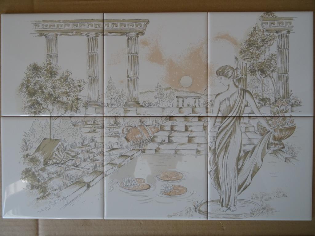 Curiosa tegeltableau met Grieks of Romeins tafereel vintage, Antiek en Kunst, Ophalen of Verzenden