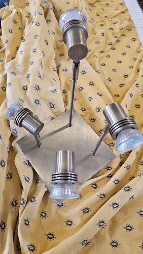 Bronzen led plafondlamp met 4 verstelbare stangen, Ophalen, Zo goed als nieuw, Metaal, Bronze