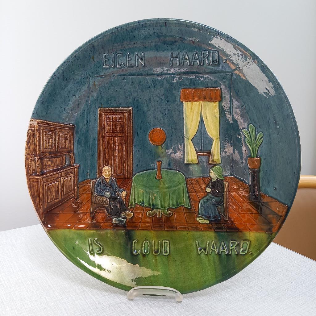 Poterie flamande. Assiette Eigen aard is goud waard 31 cm, Enlèvement ou Envoi