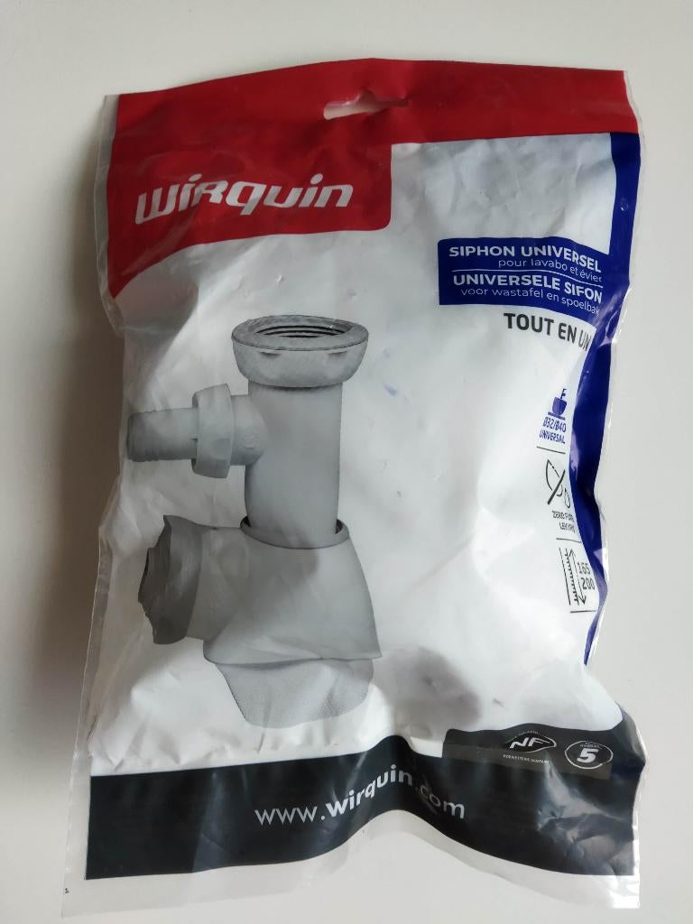 Siphon universel Wirquin neuf blanc, Bricolage & Construction, Sanitaire, Enlèvement ou Envoi, Neuf, Lavabo