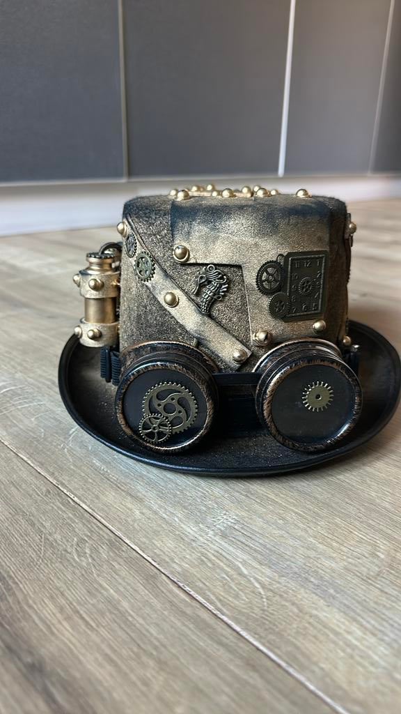 Steampunk hoed met goggles, Ophalen of Verzenden, Zo goed als nieuw
