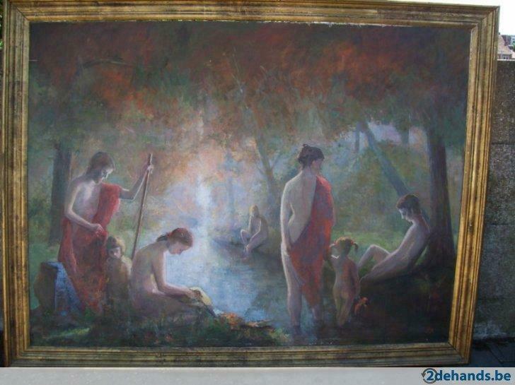 Au bord de l'eau - Greg Maes, Enlèvement, Peinture à l'huile, Figures