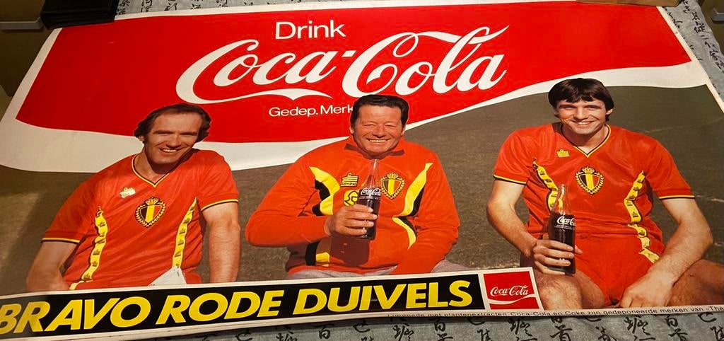 Plastic banner rode duivels wk 1982, Enlèvement ou Envoi, Neuf, Affiche, Image ou Autocollant