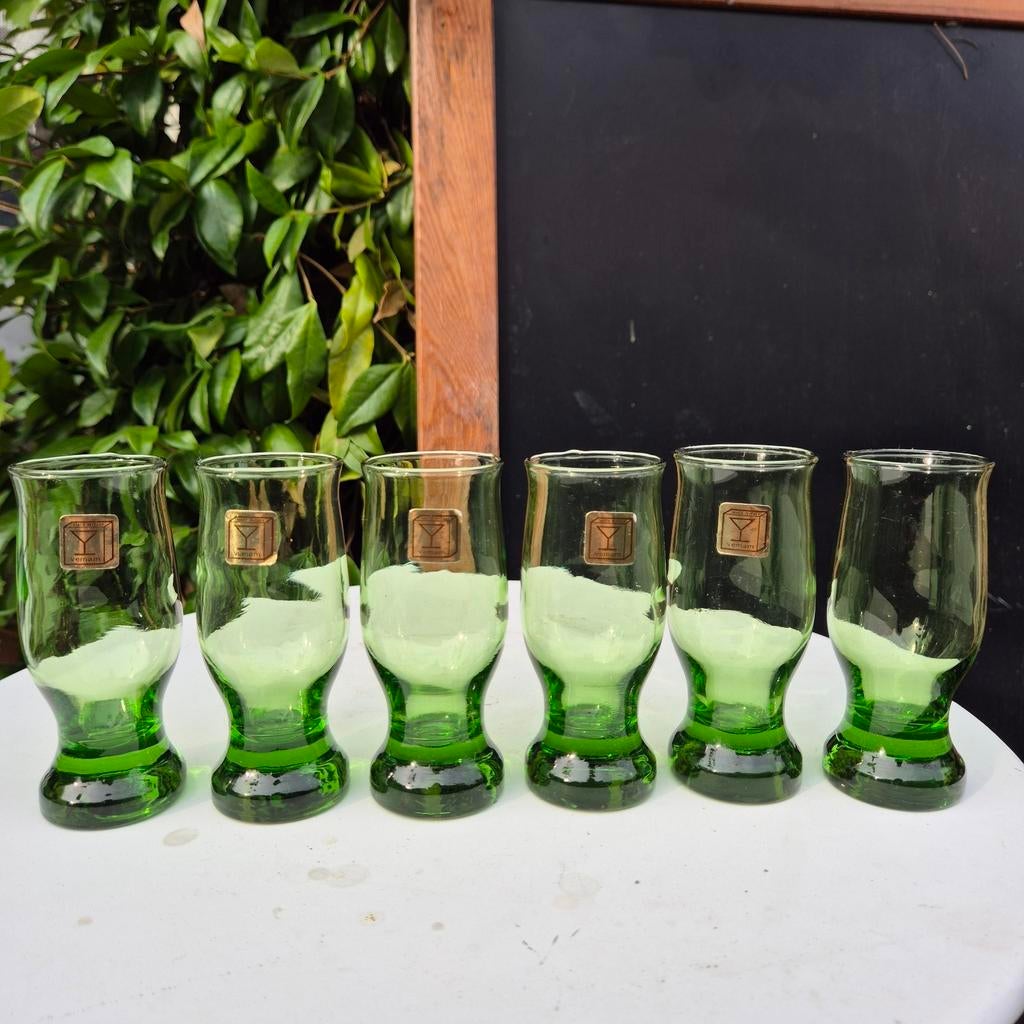 Verres à liqueur italienne Vemam, verts, vintage, Enlèvement ou Envoi