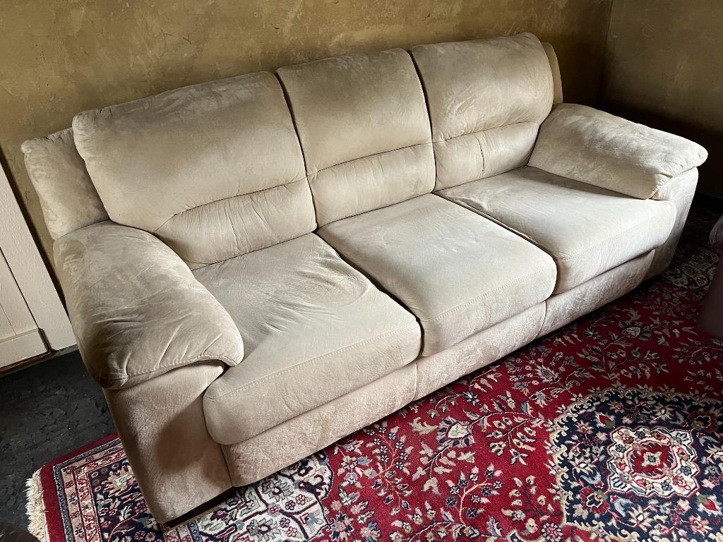 alcantara beige 3-zit, Ophalen, Gebruikt, Driepersoons, 75 tot 100 cm