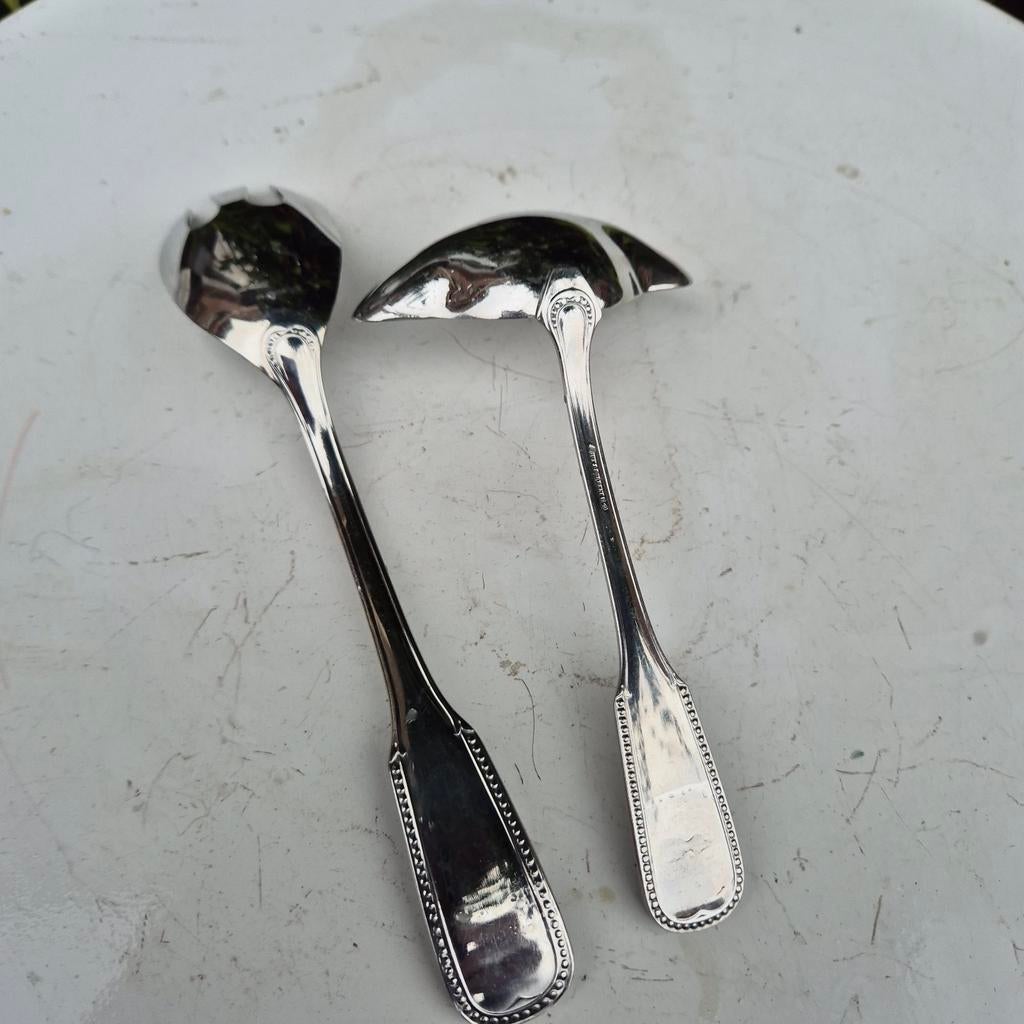 Guy Degrenne, ´perles´ 18/10, sauslepel en slavork, Ophalen of Verzenden