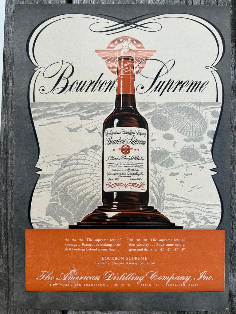 US WO2 advertentie BOURBON met parachutisten, airborne, Ophalen of Verzenden