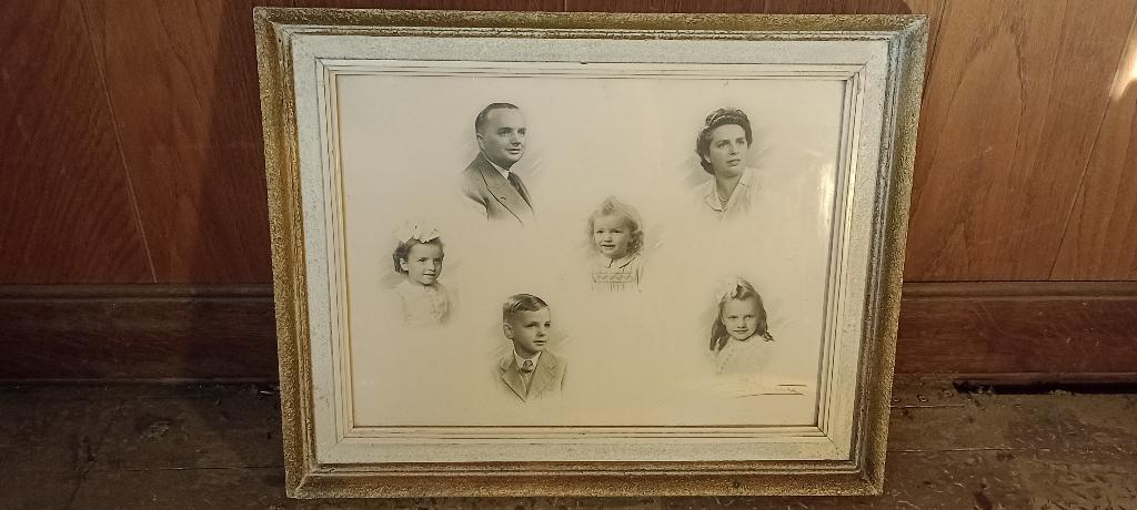 Rare Portrait Composite de Famille Vintage signé, 38x48, n98, Antiquités & Art, Art | Dessins & Photographie, Enlèvement ou Envoi