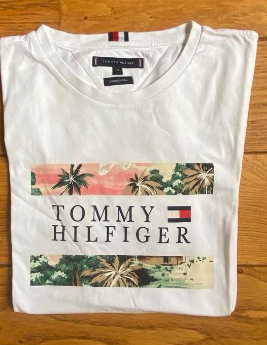 Tommy Hilfiger T Shirt heren maat M, Wit, Tommy hilfiger, Gedragen, Verzenden