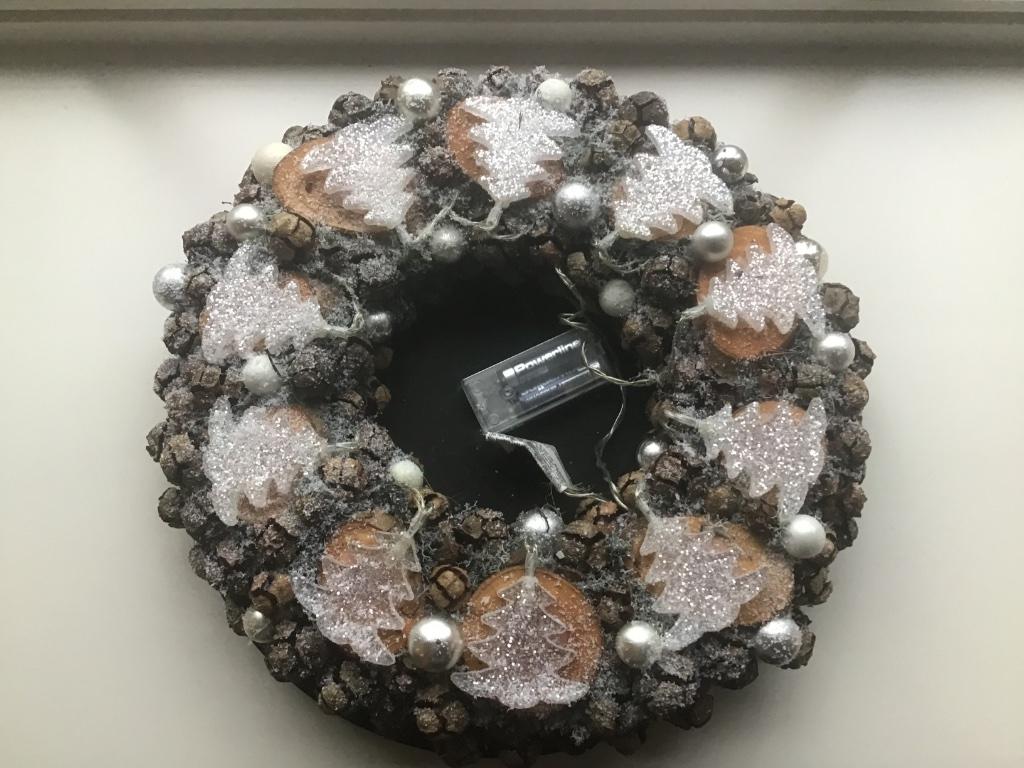 Kerstkrans met verlichting, Diversen, Ophalen, Zo goed als nieuw