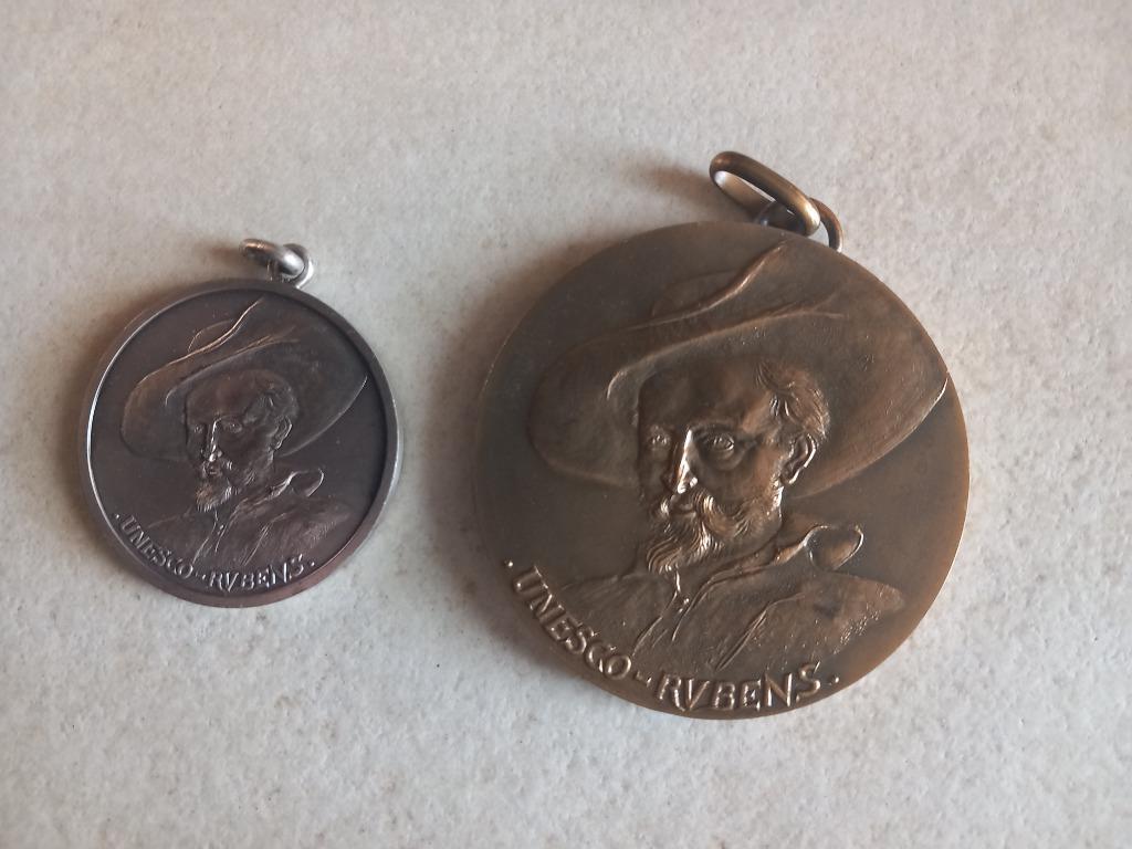 Bronzen + Zilveren Medaille Unesco Pieter Paul Rubens, Ophalen of Verzenden, Munten