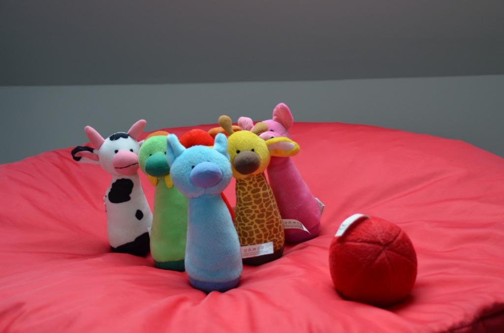 kegelspel textiel dieren met zachte bal, Ophalen of Verzenden, Zo goed als nieuw, Overige typen