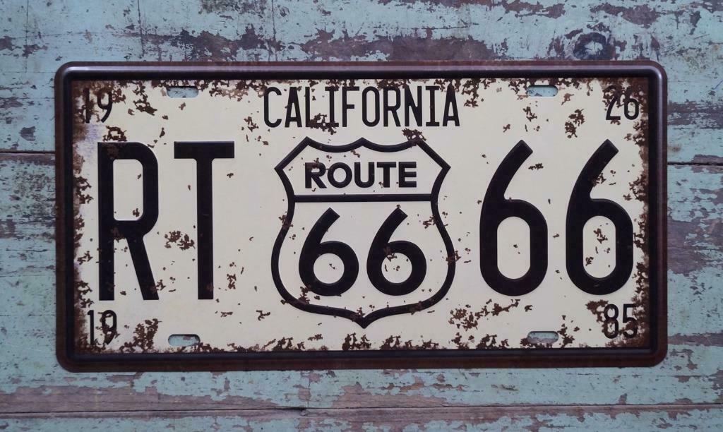 USA Metalen wandplaat Retro Style Design  ROUTE 66 - 30x15cm, Ophalen of Verzenden, Zo goed als nieuw, Reclamebord