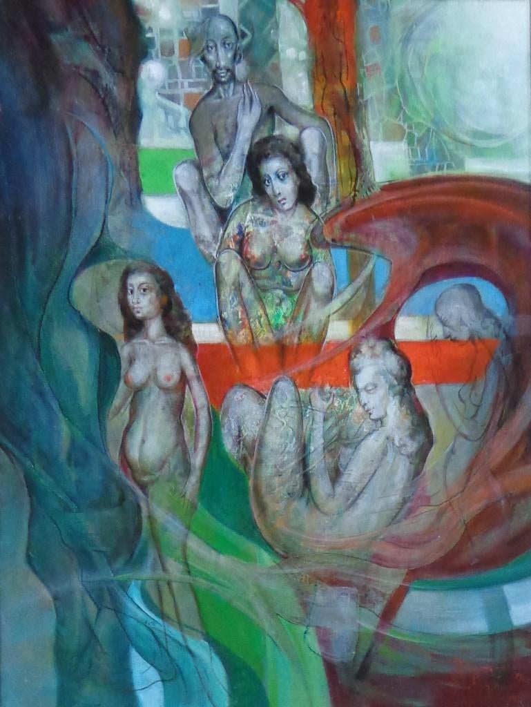 ROGER VAN BELLEGHEM / NAAKTE MENSEN / OLIEVERF DOEK 74x58cm, Enlèvement