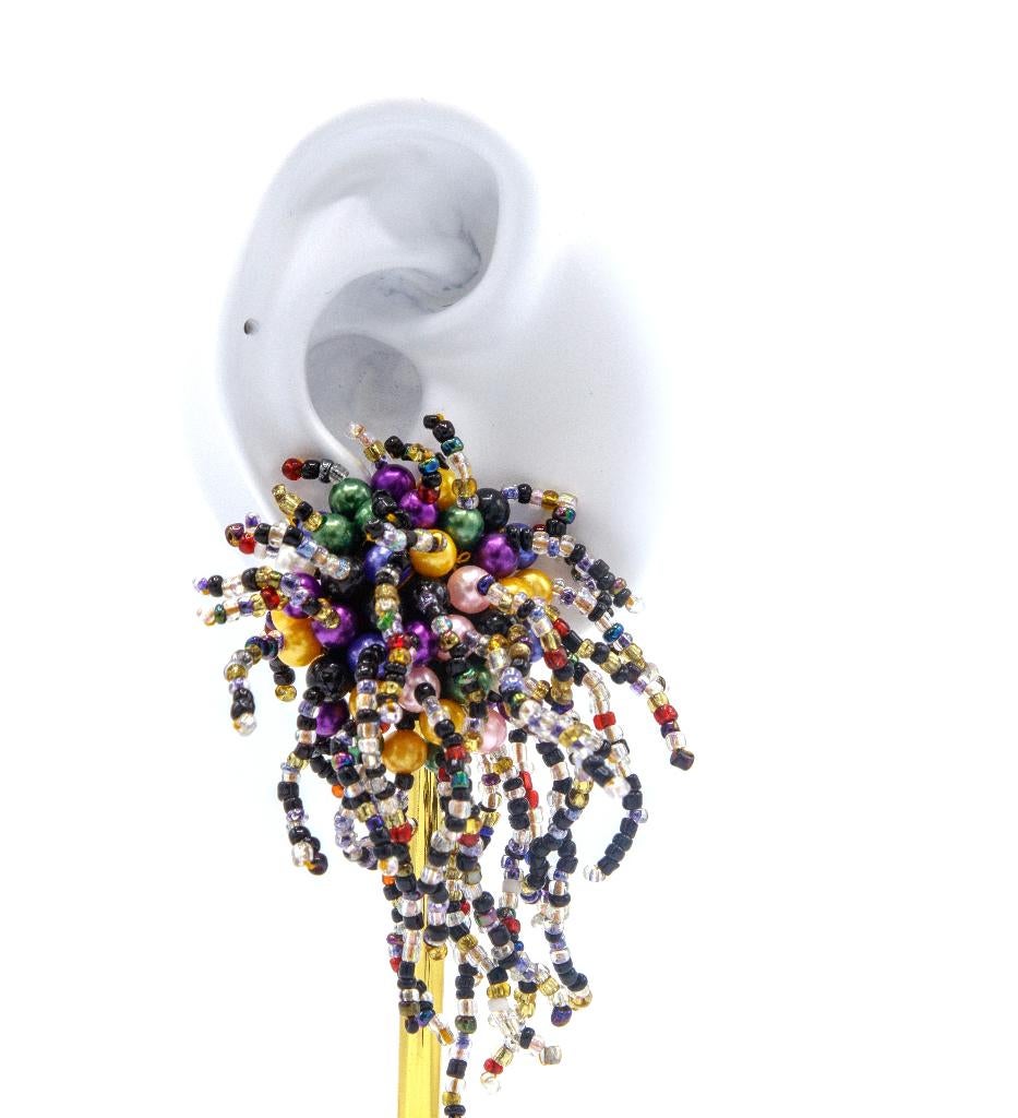 Boucles d'oreilles colorées avec perles irisées, festives, Bijoux, Sacs & Beauté, Boucles d'oreilles, Enlèvement ou Envoi, Autres couleurs