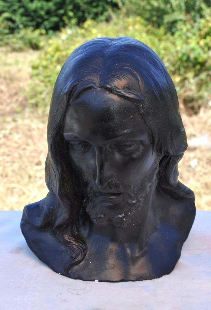 buste tete de christ platre peint signé G.Maslon, Enlèvement ou Envoi