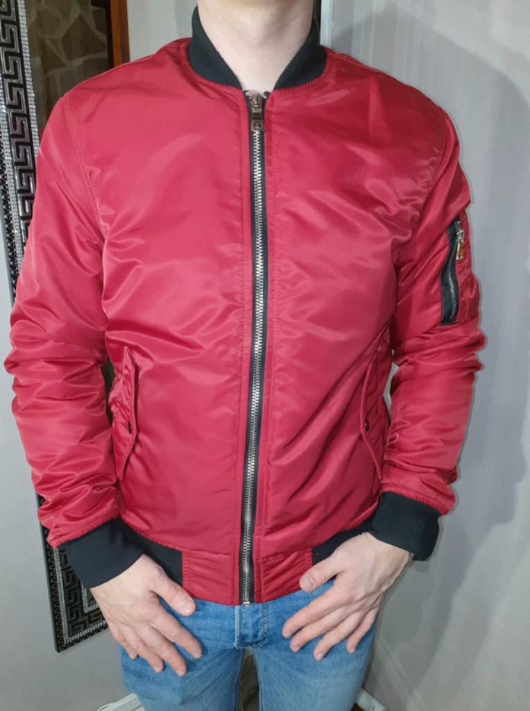Rood spijkerjack S M, Zo goed als nieuw, Denim, Rood, Verzenden