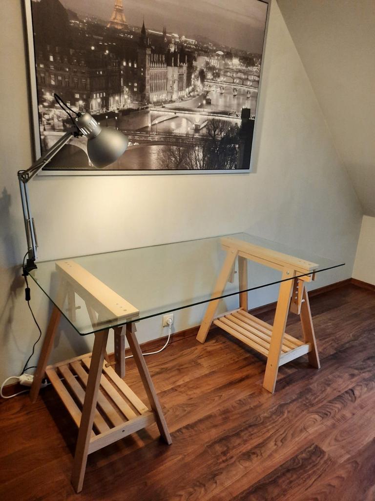 BUREAU VITRE comme neuf., Enlèvement ou Envoi, Réglable en hauteur, Comme neuf