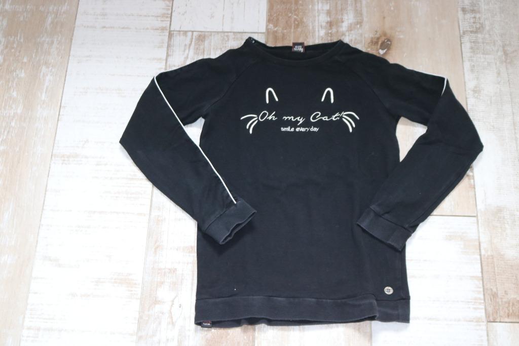 zwarte longsleeve Oh, my cat maat 164, Enlèvement ou Envoi, Comme neuf, Fille, Chemise ou À manches longues