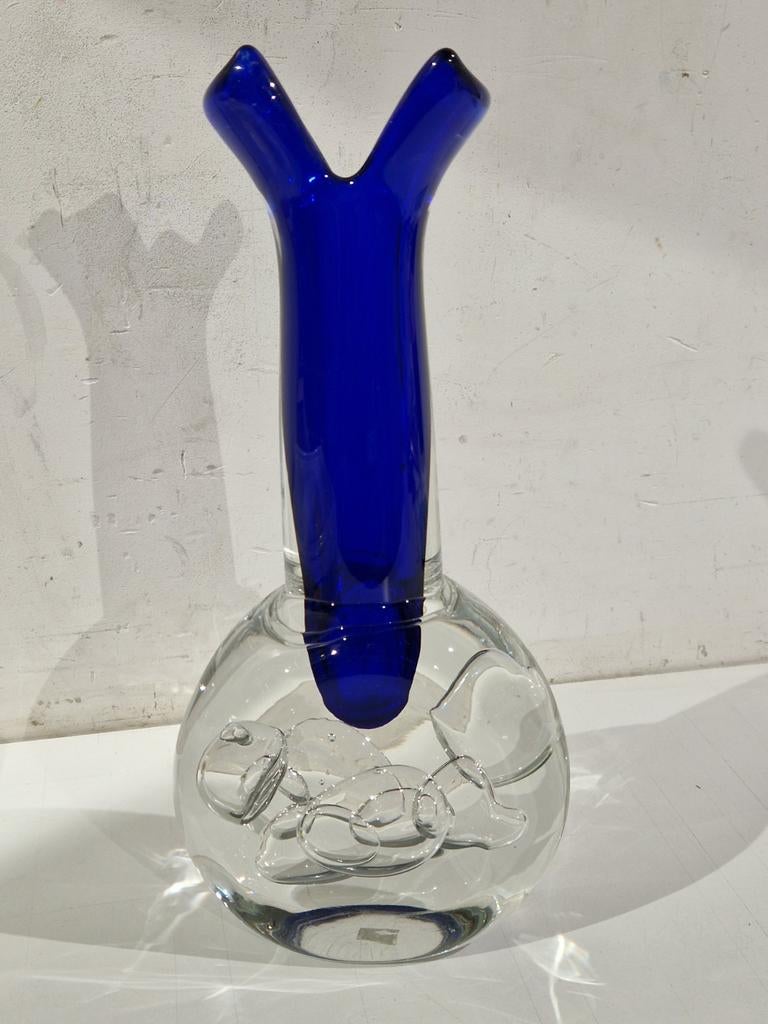 Svoboda art design glas vaas 1980 Tsjechië
, glazen vaas, Ophalen of Verzenden
