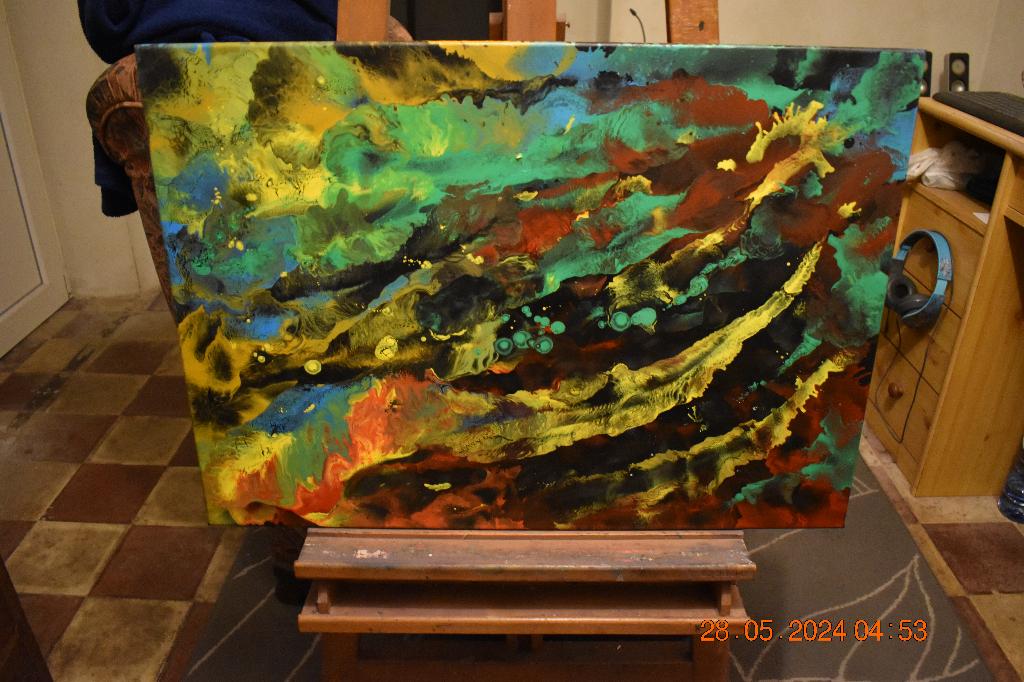 Peinture abstraite, serie no (50) par joky kamo, Antiquités & Art, Enlèvement, Gouache, Abstrait