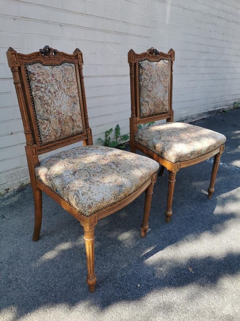 2 antieke houten stoelen, Antiek en Kunst, Ophalen