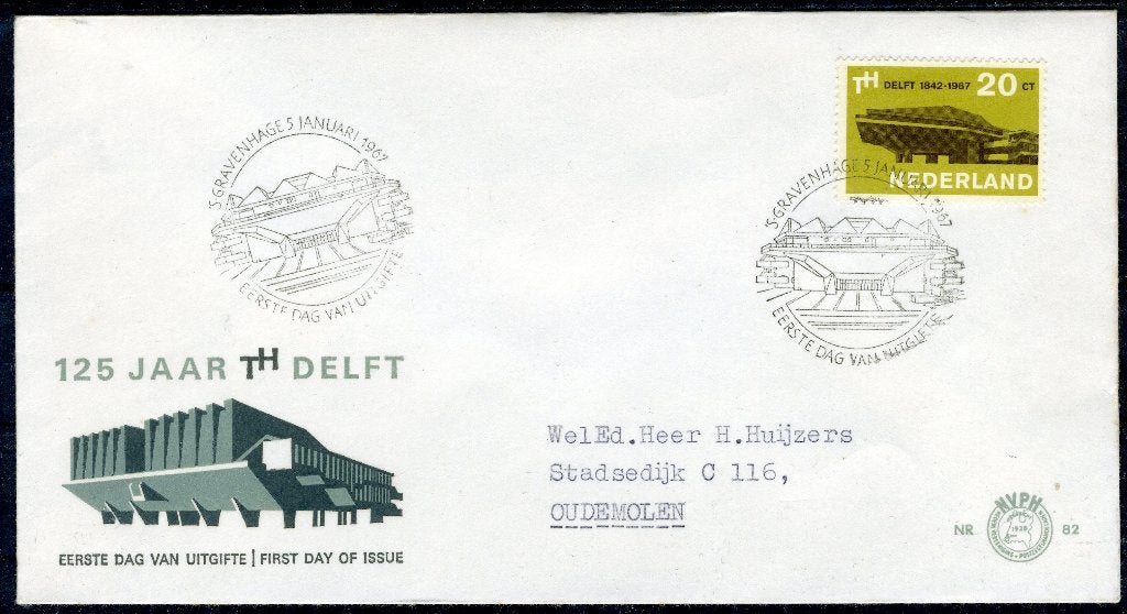 NEDERLAND E82 FDC 1967 - T.H. Delft (met adres), Verzenden, Na 1940, Gestempeld