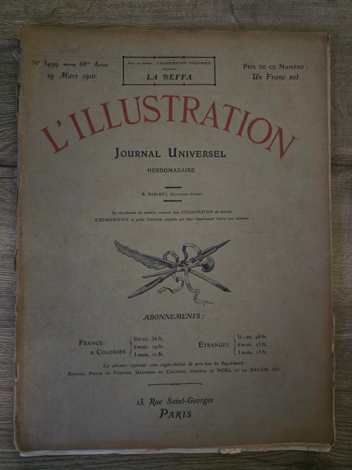 Frans weekblad , L'illustration , nr 3499  , 19 maart 1910, Ophalen of Verzenden