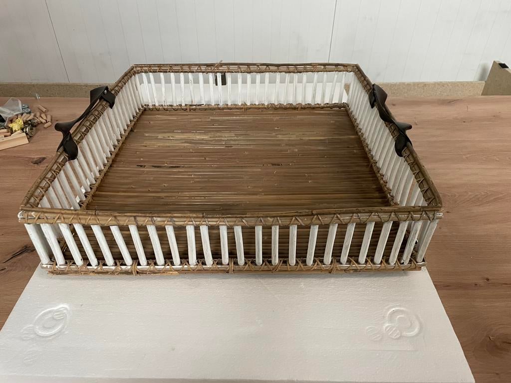 Rieten dienblad 50 cm  op 50 cm op 10 cm hoog ., Ophalen, Nieuw